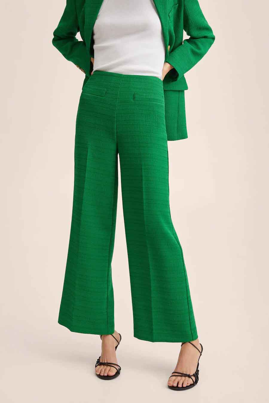 Pantalon vert 2025 femme mango